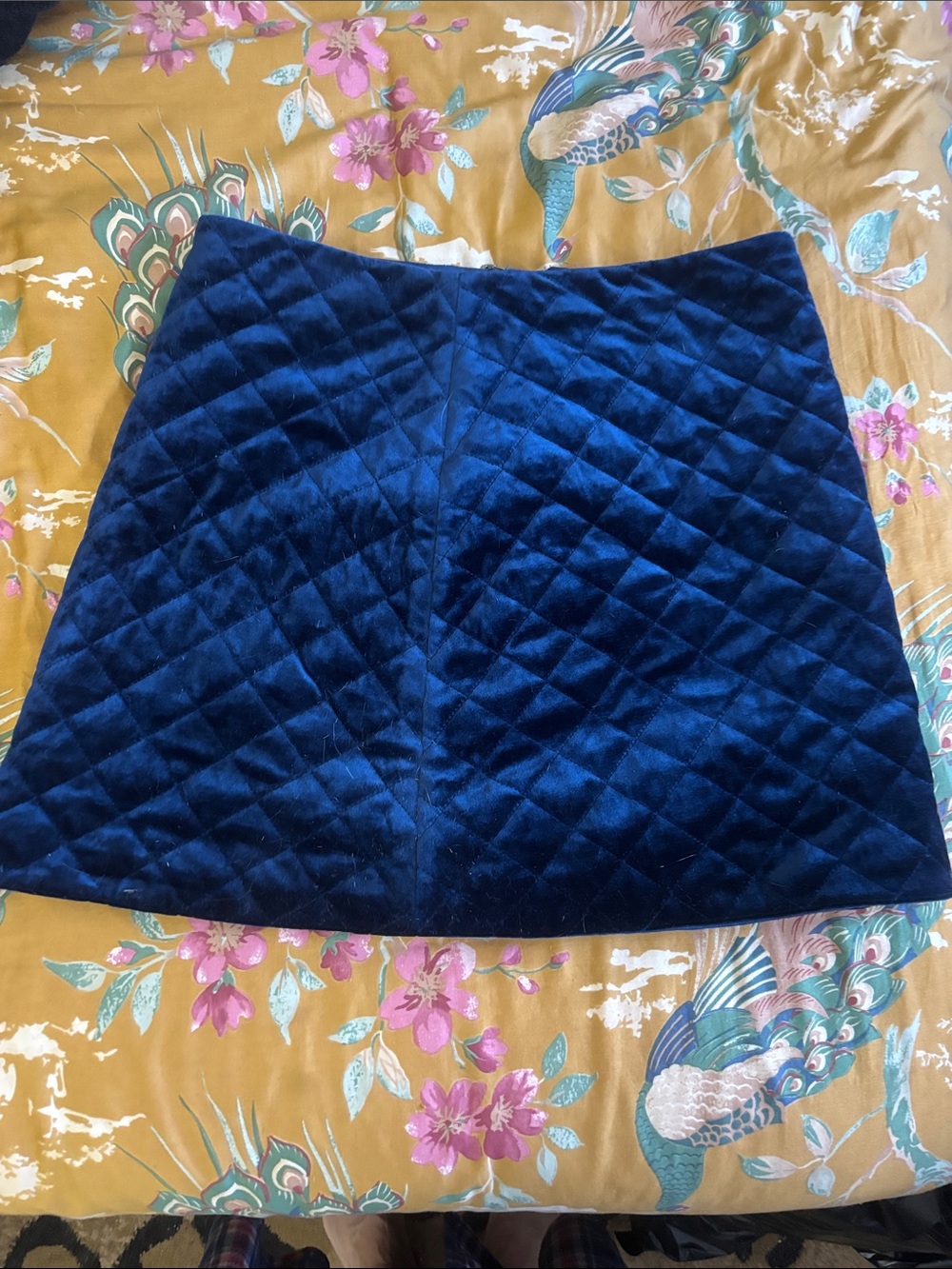 Sonia Rykiel Quilted Velvet Mini Skirt in Deep Blue